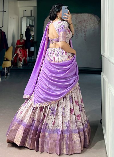 
                            Lavender Weaving Designer Lehenga Choli