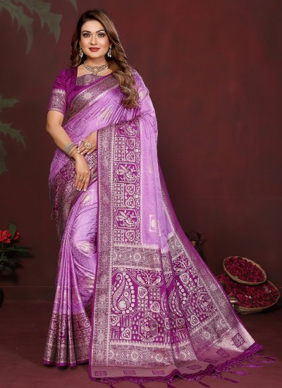 Lavender Weaving Festival Contemporary Saree