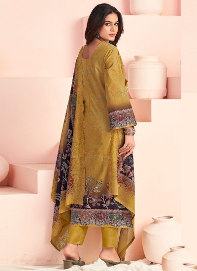 
                            Lavish Digital Print Cotton Lawn Mustard Trendy Salwar Kameez