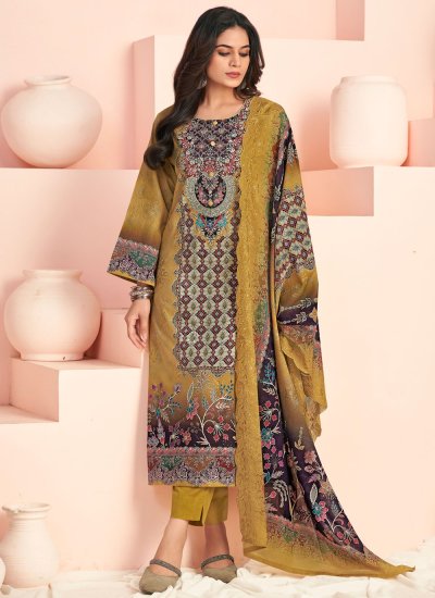 Lavish Digital Print Cotton Lawn Mustard Trendy Salwar Kameez