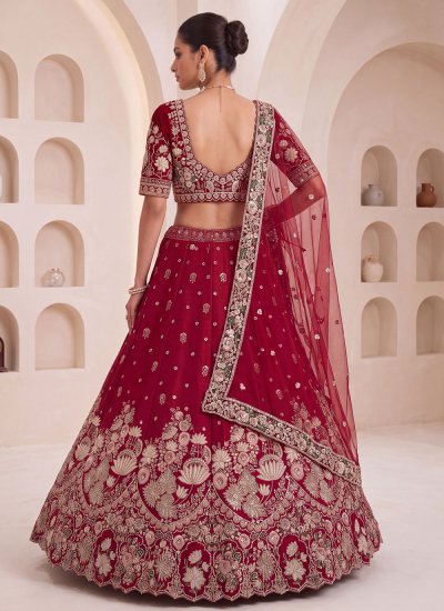 
                            Lehenga Choli Sequins Silk in Maroon