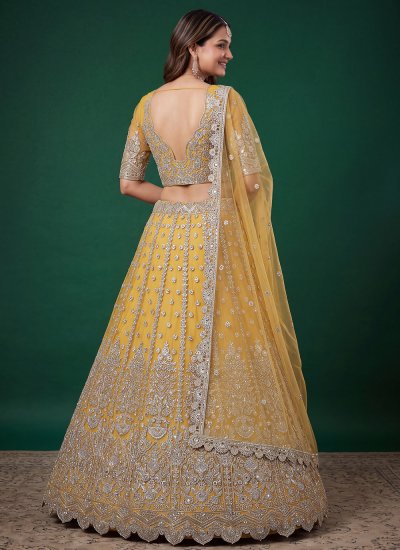 
                            Lehenga Choli Zari Net in Yellow Colour