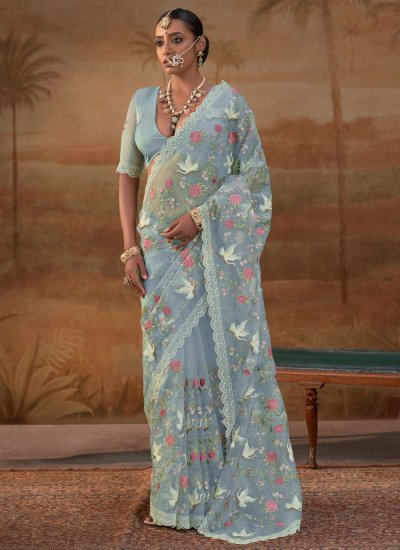 Lively Organza Embroidered Classic Saree