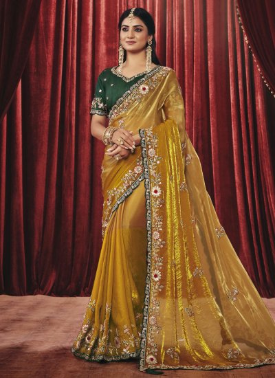 Lovable Fandy Mustard Saree
