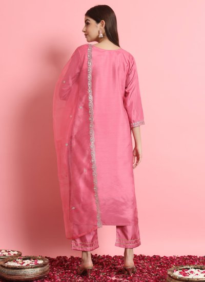 
                            Lovely Pink Silk Blend Salwar Kameez