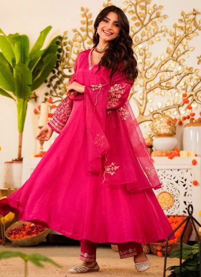 
                            Majestic Embroidered Viscose Pink Readymade Salwar Suit