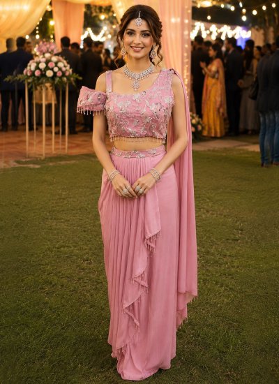 Majestic Pink Contemporary Saree