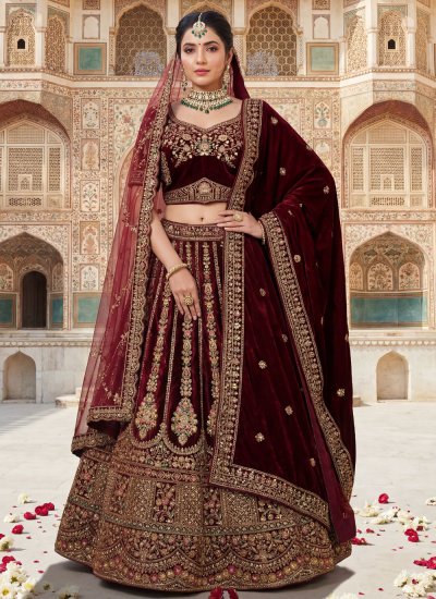 Majestic Resham Maroon Designer Lehenga Choli