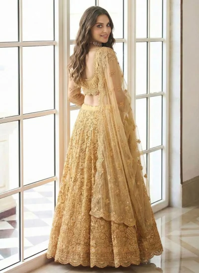 
                            Majesty Gold Embroidered Lehenga Choli