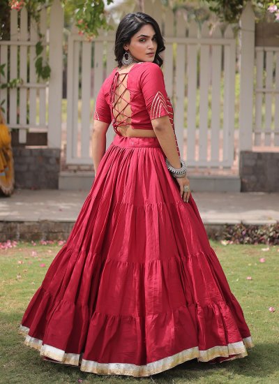 
                            Maroon Festival Cotton A Line Lehenga Choli