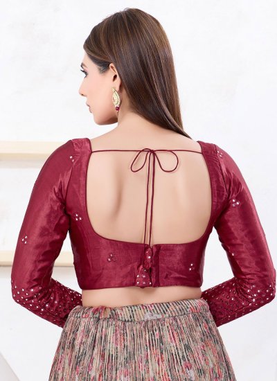 
                            Maroon Silk Embroidered Blouse