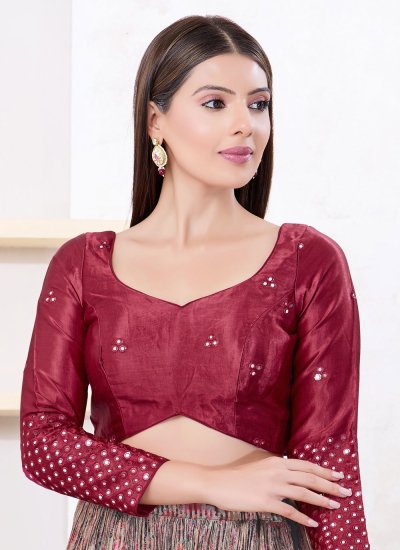 Maroon Silk Embroidered Blouse