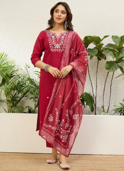 Maroon Silk Festival Trendy Salwar Kameez