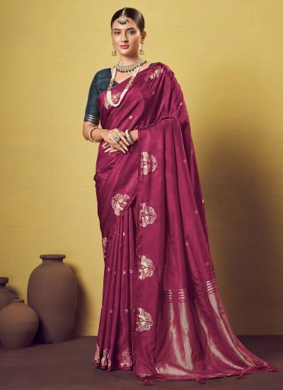 Maroon Woven Classic Saree