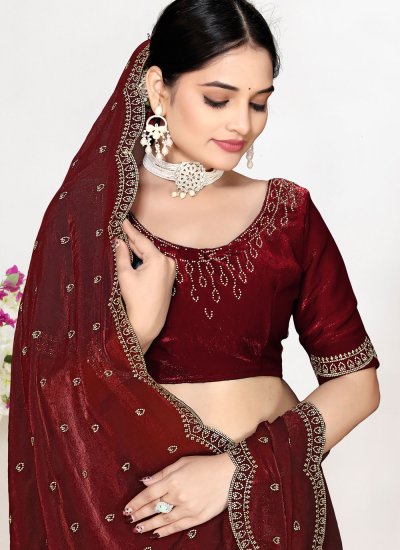 
                            Maroon Zircon Festival Traditional Saree