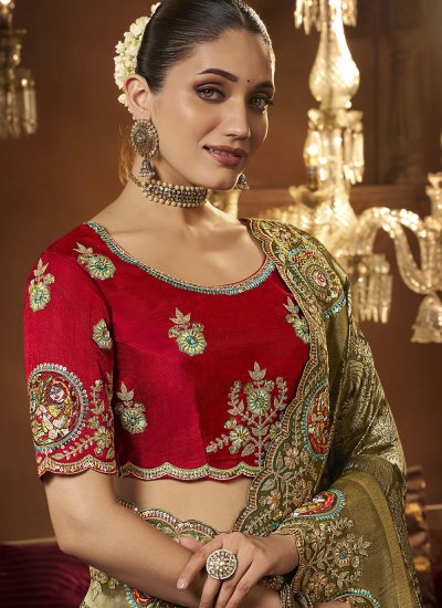 
                            Marvelous Embroidered Silk Green Classic Saree