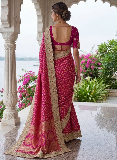 
                            Masterly Banarasi Silk Sequins Pink Classic Saree