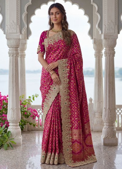Masterly Banarasi Silk Sequins Pink Classic Saree