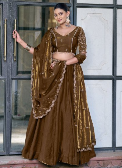 Miraculous Brown Festival Designer Lehenga Choli