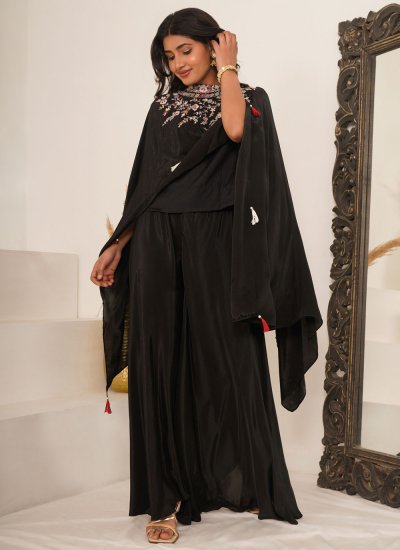 Modern Black Viscose Salwar Kameez