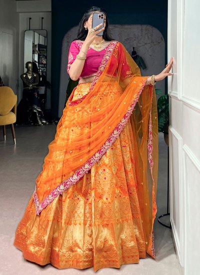 Modern Orange Trendy Lehenga Choli