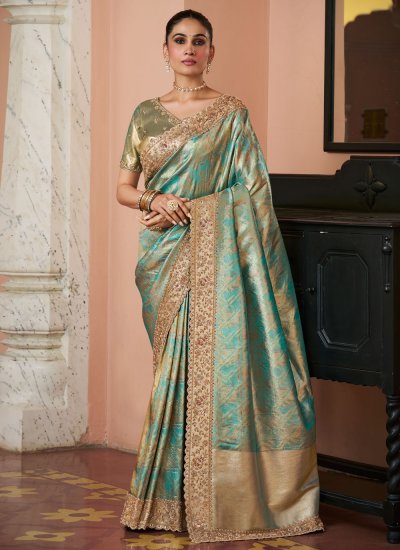 Modern Sea Green Engagement Trendy Saree