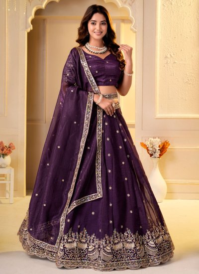 Modernistic Beads Silk Purple Lehenga Choli