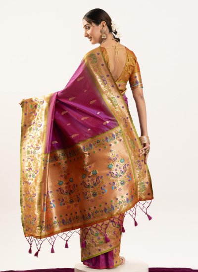 
                            Modest Banarasi Silk Purple Contemporary Saree