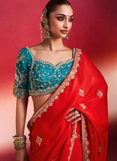 
                            Monumental Fancy Fabric Red Trendy Saree