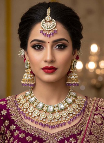 Moti Purple Necklace Set