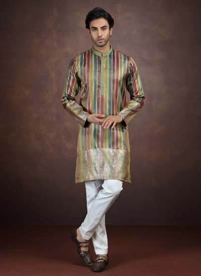 Multi Colour Art Silk Kurta Pyjama