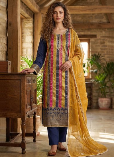 Multi Colour Banarasi Jacquard Trendy Salwar Kameez