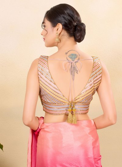 
                            Multi Colour Embroidered Silk Blouse