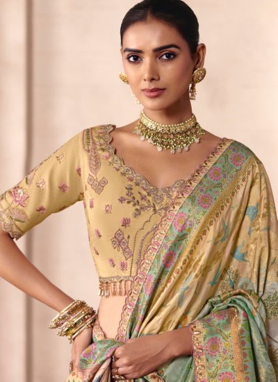 
                            Multi Colour Engagement Silk Trendy Saree