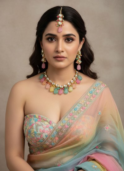Multi Colour Moti Party Necklace Set