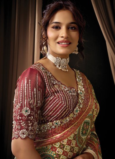 
                            Multi Colour Sequins Ceremonial Traditional Saree