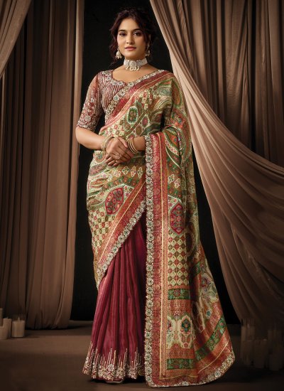 Multi Colour Sequins Ceremonial Traditional Saree