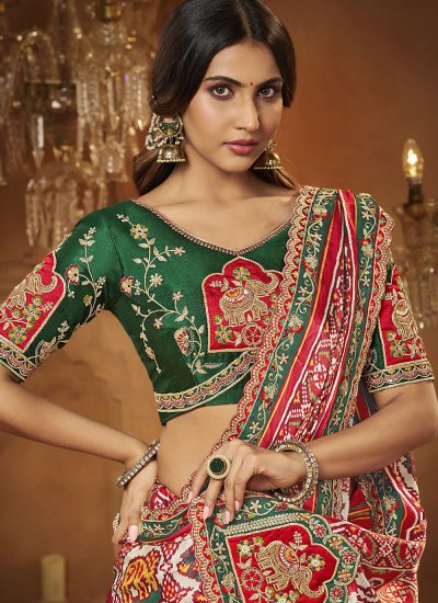 
                            Multi Colour Silk Embroidered Saree