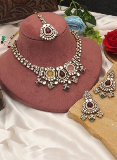 Multi Colour Stone Work Necklace Set