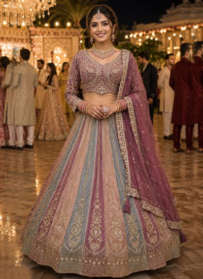 Multi Colour Zari Net Lehenga Choli