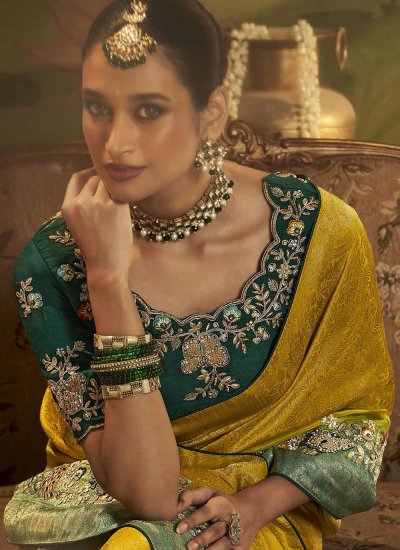 
                            Mustard Ceremonial Classic Saree