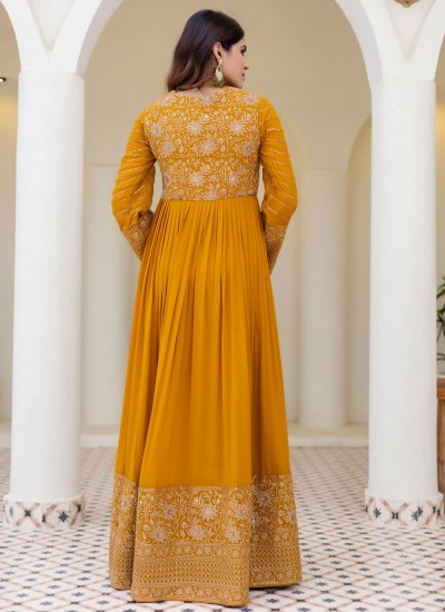 
                            Mustard Embroidered Gown 