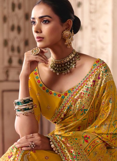 
                            Mustard Engagement Saree