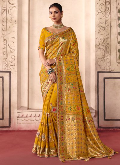 Mustard Engagement Saree