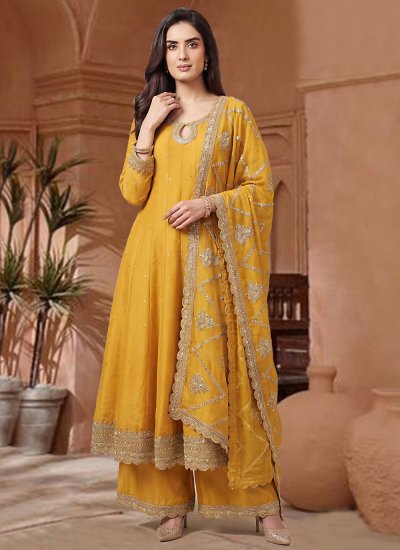 Mustard Engagement Trendy Salwar Suit