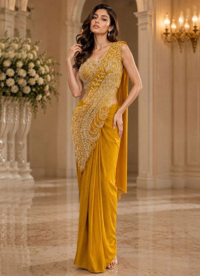 Mustard Festival Imported Contemporary Saree