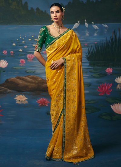 Mustard Silk Contemporary Saree