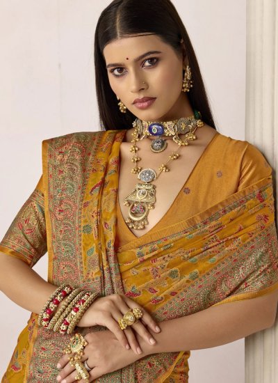 
                            Mustard Silk Festival Traditional Saree
