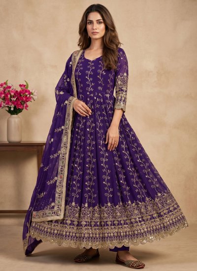 Mystic Purple Embroidered Readymade Salwar Kameez