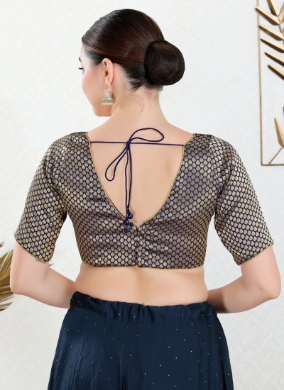 
                            Navy Blue Weaving Festival Blouse
